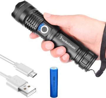 LATARKA TAKTYCZNA LED Z AKUMULATOREM I ZOOM SOS