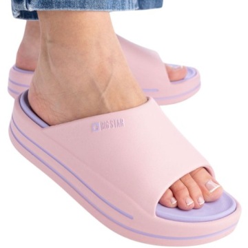KLAPKI DAMSKIE BIG STAR WYSOKA PODESZWA PIANKOWE GUMOWE