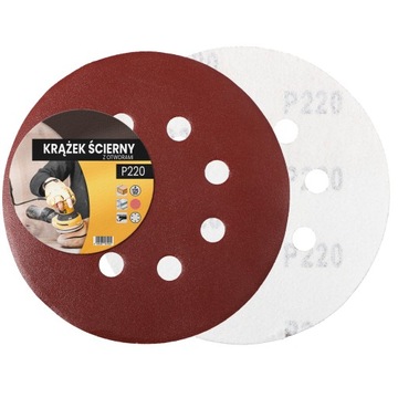 5x дисков с наждачной бумагой на липучке, 125 мм, диски с отверстиями P220, абразивный диск