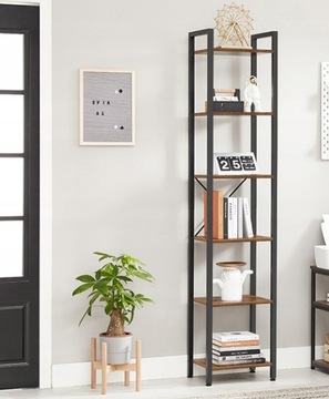 УЗКИЙ книжный шкаф с 6 полками, стоячий офис 40 х 187,5 х 30 винтаж LOFT