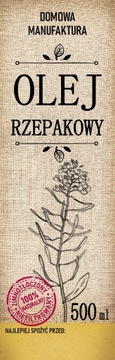 10 sztuk naklejki na Olej RZEPAKOWY 500 ml FOLIA