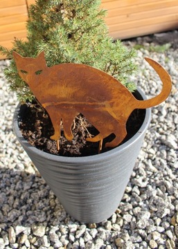 ЗЛАЯ КОТ КОРТЕН МЕТАЛЛИЧЕСКИЕ САДОВЫЕ УКРАШЕНИЯ СТОЯЩАЯ НА УЛИЦЕ ФИГУРКА