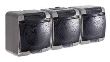 РОЗЕТКА JUNIOR ОДИНАРНАЯ ГЕРМЕТИЧНАЯ с заслонкой НАВЕРХНОСТНЫЙ МОНТАЖ внешняя 1x2P+Z