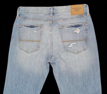 ABERCROMBIE&FITCH SUPER MARKOWE NIEBIESKIE JEANSY Z DZIURAMI - 32 / 34