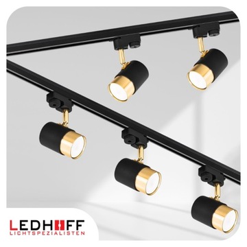 Szynoprzewód Zestaw SZYNA listwa 1m + 4x reflektor GU10 CZARNA złota lampa