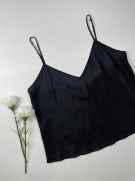 Блуза женская, топ на тонких бретелях, черная, 100% шелк, SUNNY LEIGH, размер M
