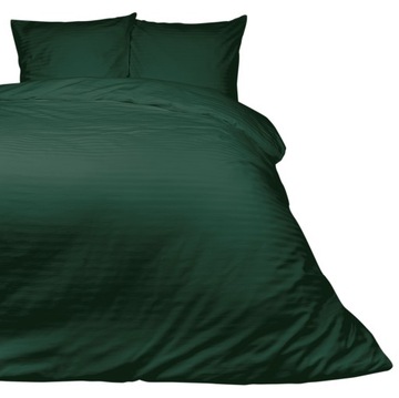 Pościel Satynowa LUX Cizgili 200x220 Dark Green