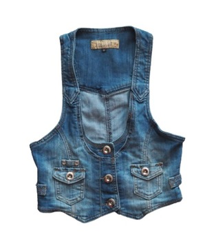 NATURALE KAMIZELKA JEANSOWA R.32/XXS