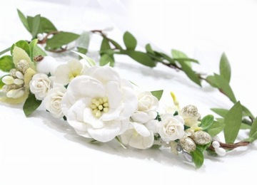 Зеленый и белый венок для причастия в стиле бохо, регулируемый