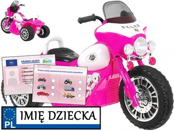 MOTOREK dla dzieci CHOPPER na akumulator TABLICA IMIENNA prawo jazdy