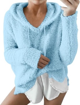 Bluza pluszowa kaptur niebieska ciepła jesień/zima rozmiar L/XL