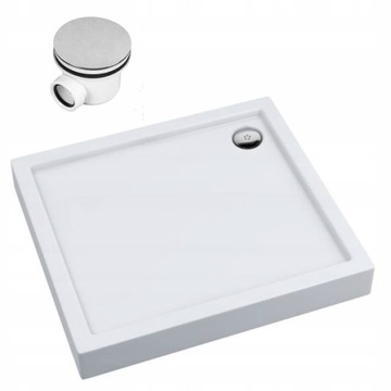 POLSKI BRODZIK AKRYLOWY 80x70 wys. 14 cm + SYFON
