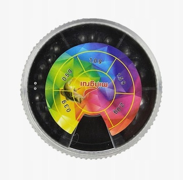 ZESTAW CIĘŻARKI WĘDRASKIE OBCIĄŻNIK ŚRUCINY NACINANE OŁÓW 0,3-2g + PUDEŁKO