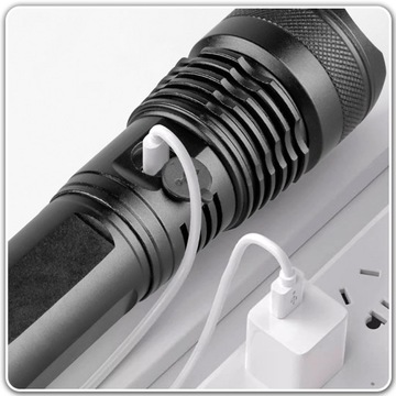 МОЩНЫЙ СВЕТОДИОДНЫЙ ТАКТИЧЕСКИЙ ФОНАРЬ XHP90 ZOOM С ВОЕННОЙ БАТАРЕЕЙ КАБЕЛЬ USB-C