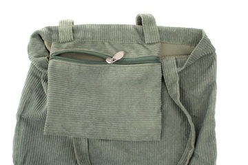 TORBA NA RAMIĘ KHAKI SHOPPER SZTRUKSOWA LETNIA