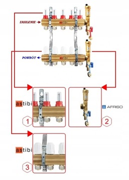 РАСПРЕДЕЛИТЕЛЬ 14 КОНТУРОВ ПОЛА С КЛАПАНАМИ 1 ДЮЙМ