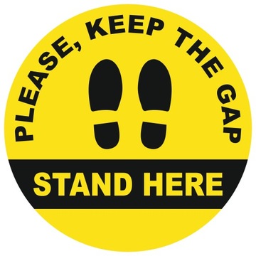 NAKLEJKA NA PODŁOGĘ 30 cm STAND HERE KEEP THE GAP