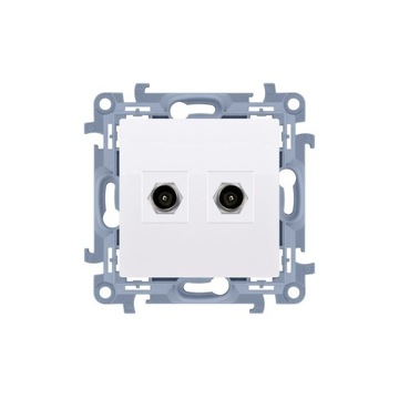 SIMON 10 GNIAZDO ANTENOWE PODWÓJNE SAT TYP F BIAŁE