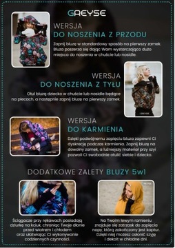 Толстовка 5в1 GREYSE | толстовка для беременных| для слинга/переноски|блузка для кормления M38