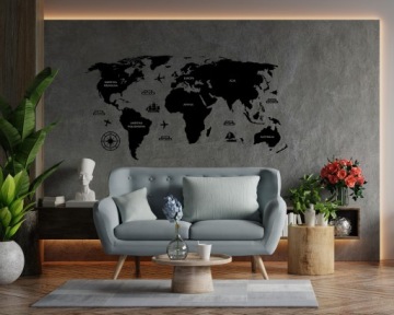 Деревянная карта мира декоративная подробная 3D модель