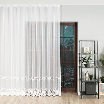 Гипюровая штора с кольцами, 280 см, длинная балконная зона