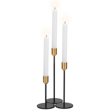 НАБОР 3x ПОДСВЕЧНИКОВ МЕТАЛЛИЧЕСКОЕ ДЕКОРАЦИОННОЕ ЧЕРНОЕ ДЛЯ СВЕЧЕЙ GLAMOUR LOFT