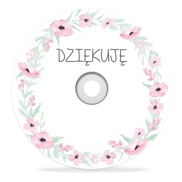 Płyta DVD z kwiatowym kolorowym nadrukiem DZIĘKUJĘ kwiaty