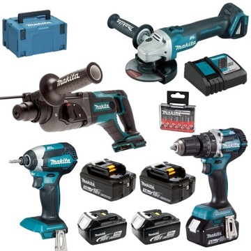 MAKITA ZESTAW COMBO 4SZT NARZĘDZI 18V 4xAKUMULATOR