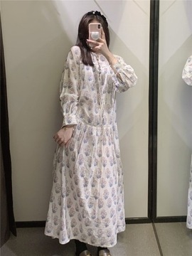 ZARA zwiewna sukienka maxi w stylu bohoz - M