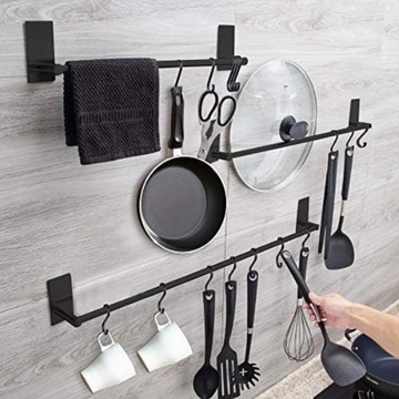 HACZYK WIESZAK UCHWYT WIELOFUNKCYJNY RELING KUCHENNY CZARNE 10 CM 6 SZTUK