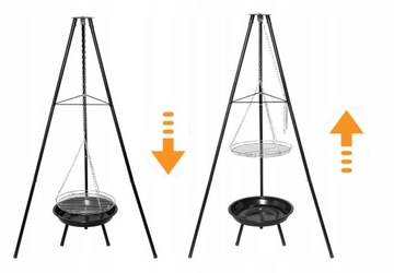PALENISKO TRÓJNÓG GRILL RUSZT OGNISKOWY OGRODOWY WISZĄCY DUŻY 50CM OGNISKO