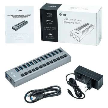 i-tec Charging HUB 13x USB 3.0 60 Вт — идеально подходит для большого офиса