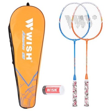 WISH Zestaw do Badmintona: 2x Rakiety Alumtec + Pokrowiec + 3x Lotki