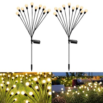 LAMPA SOLAR KULECZKI LAMPKI SOLARNE 10 LED ZESTAW 2 SZT OGRODOWA WBIJANA