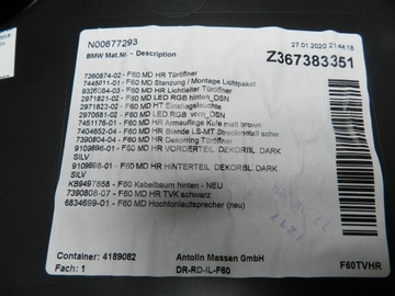 MINI Countryman F60 TAPICERKA PRAWA TYŁ