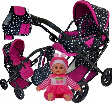 КОЛЯСКА ДЛЯ КУКОЛ, ПЕРЕНОСКА, СУМКА, ПОСЛАНИЕ + ПОЮЩИЙ МАЛЫШ