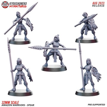 Spear Amazon Warriors x5 Kyoushuneko Miniatures