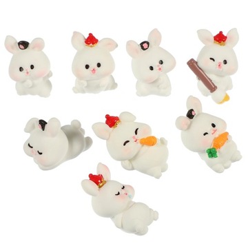 8 sztuk Tiny Rabbit Crafts Żywiczne ozdoby kr