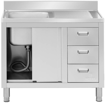 Раковина для бассейна с одной чашей и шкафом с раздвижными дверцами