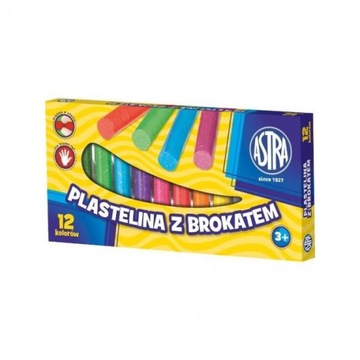 Plastelina Astra 12 Kolorów Brokatowa