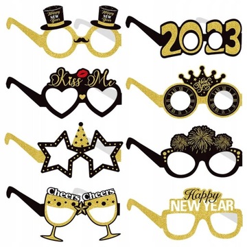 2023 Nowy Rok Okulary Disco Ramki 8 Szt