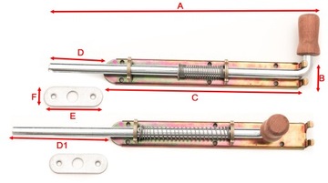 Бегунок, пружинный замок, узкий болт, 250мм