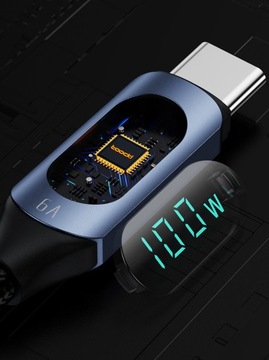 Кабель для быстрой зарядки TooCKI USB-C Type-C 6A PD QC ЖК-ИЗМЕРИТЕЛЬ МОЩНОСТИ