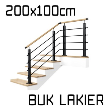 Balustrada barierka drewniana metalowa LOFT 2+1m
