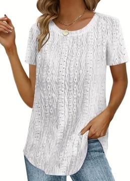 Haftowana koszulka z okrągłym dekolt T-shirt lato