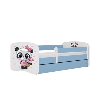 Łóżko babydreams niebieskie panda bez szuflady z materacem 160/80