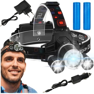LATARKA CZOŁOWA CZOŁÓWKA WODOODPORNA 3XLED T6 CREE