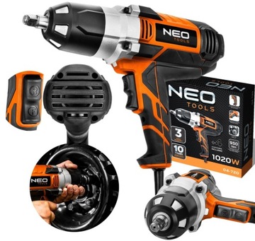 NEO KLUCZ UDAROWY ELEKTRYCZNY WKRĘTARKA + 4 NASADKI 1020W 950Nm 04-720