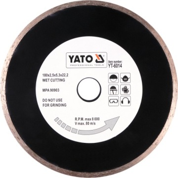 TARCZA DIAMENTOWA DO CIĘCIA PŁYTEK 180x22.2mm YATO