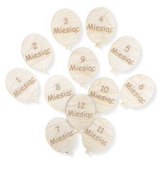 TABLICZKI DREWNIANE KARTY DO ZDJĘĆ DZIECKA Z MIESIĄCAMI PIERWSZY ROK ŻYCIA